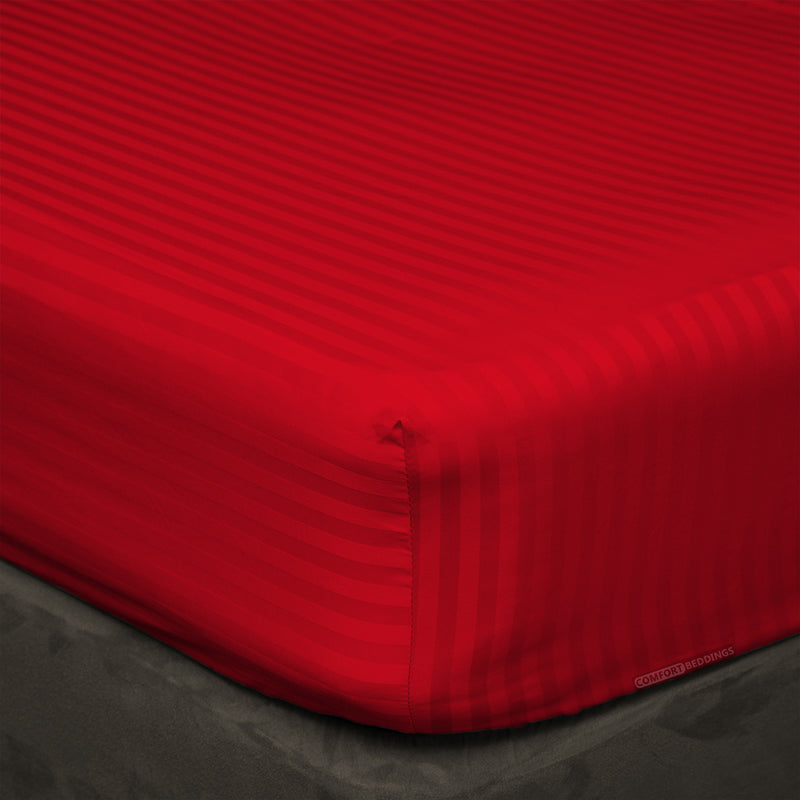 Blood red Stripe Fitted Sheet 
