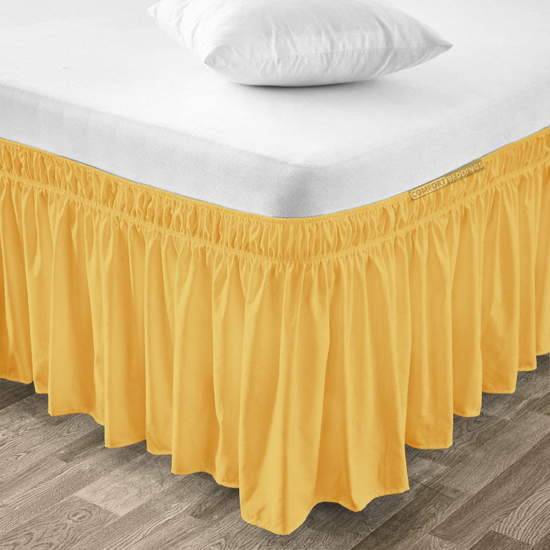 Golden wrap-around bed skirt