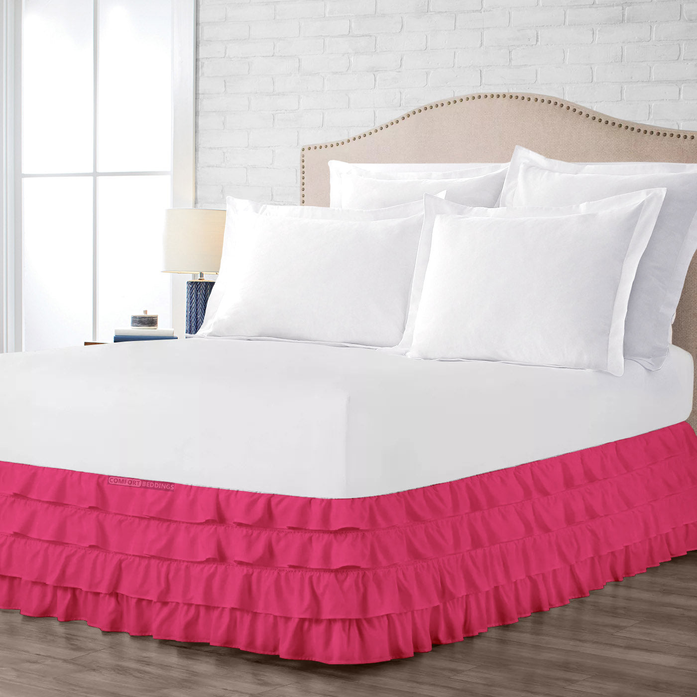 Most Selling Hot Pink Waterfall Ruffled Bed Skirt