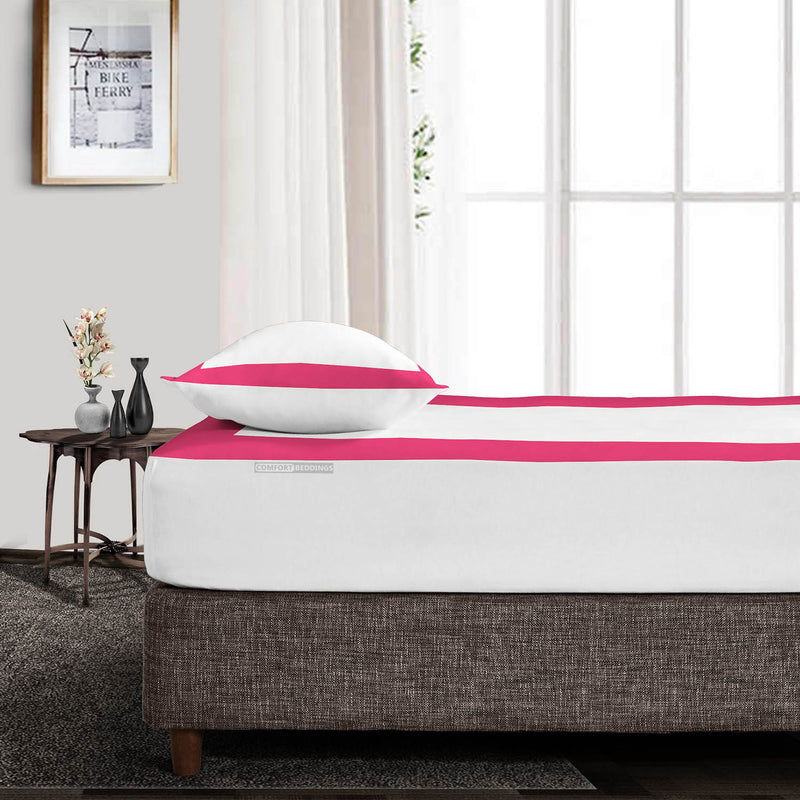 Luxury Hot pink - White two tone fitted sheets