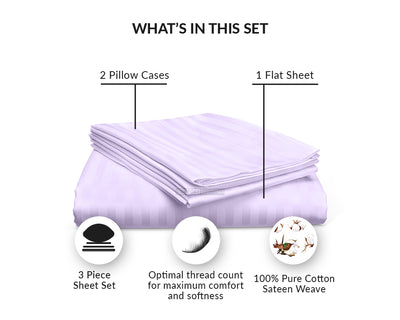 Lilac Stripe Flat Sheet Set