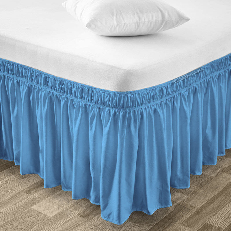 Mediterranean blue wrap-around bed skirt