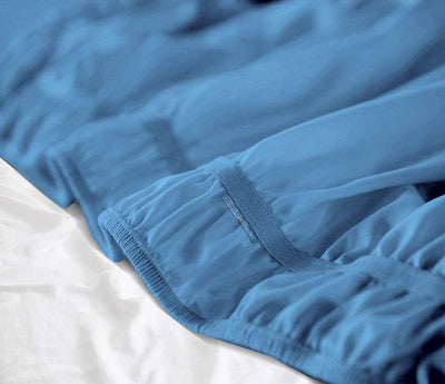 Mediterranean blue King size wrap-around bed skirt