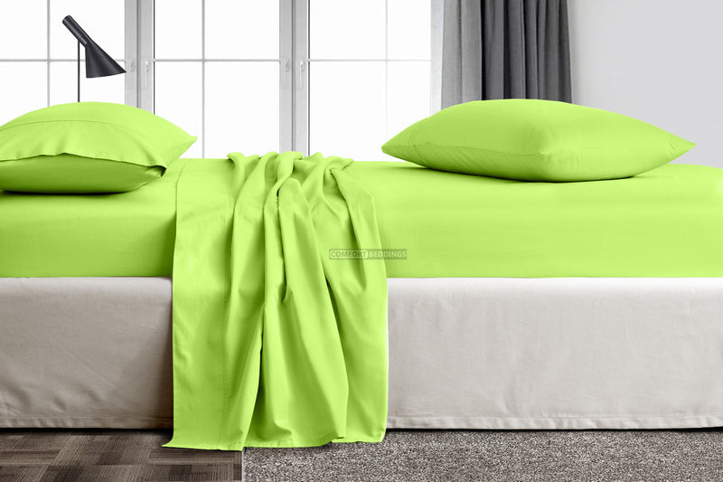 Parrot green flat sheets set