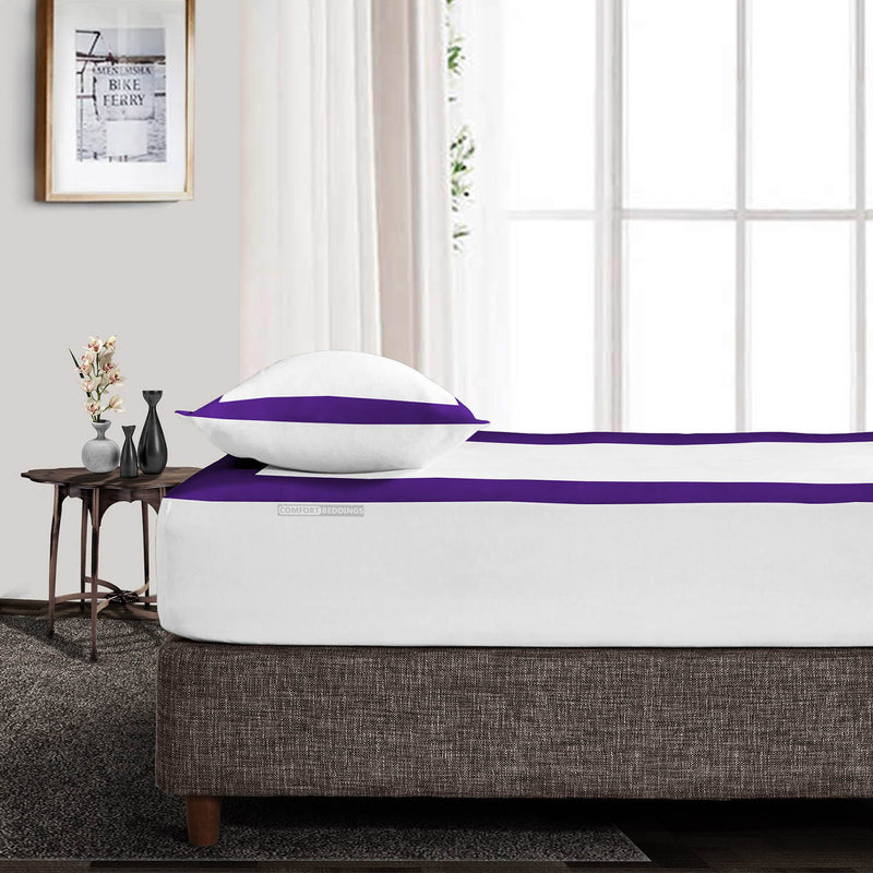 Luxury Purple - white two tone fitted sheets