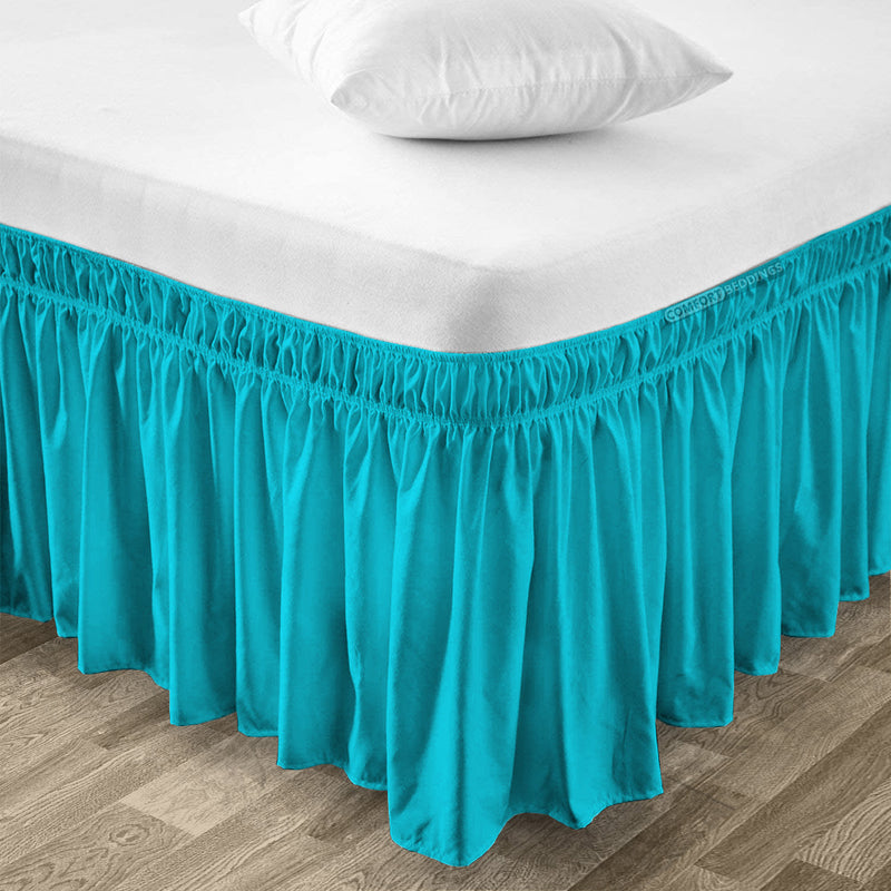 turquoise wrap-around bed skirt