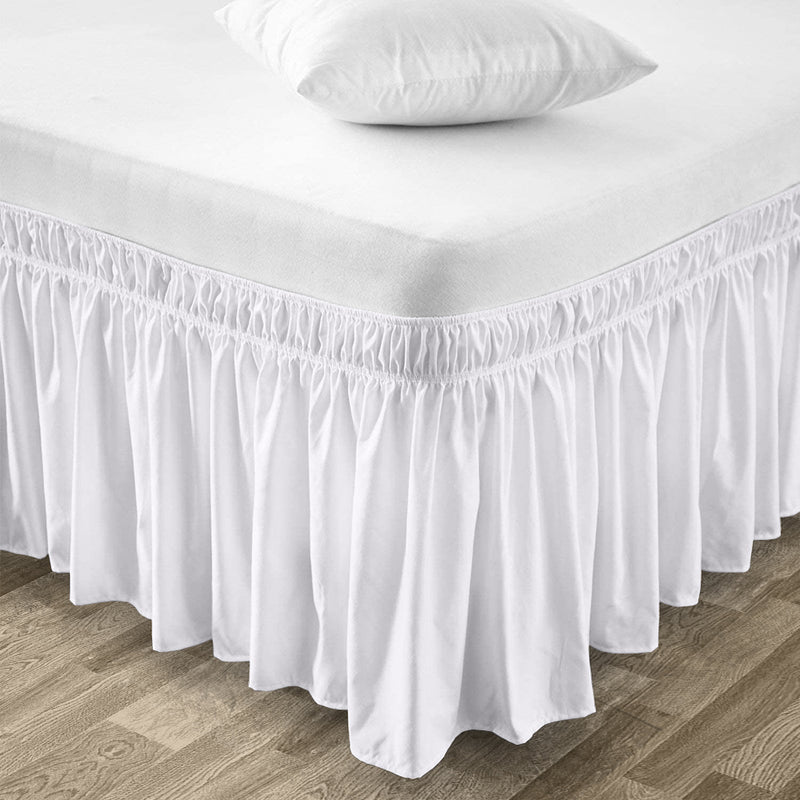 White wrap-around bed skirts