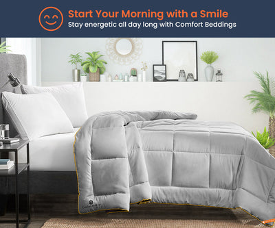 Light Grey and Plum Reversible Comforter