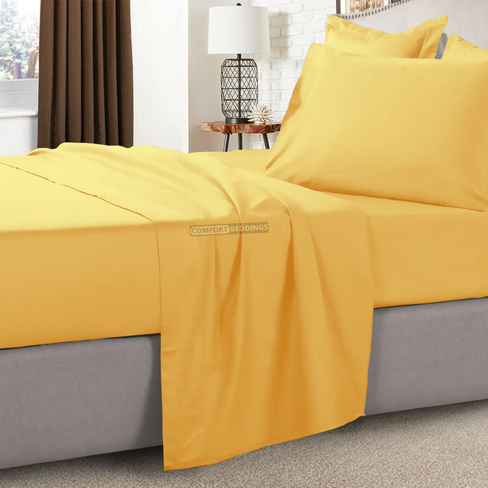 Golden Egyptian cotton RV sheet set on a camper bed