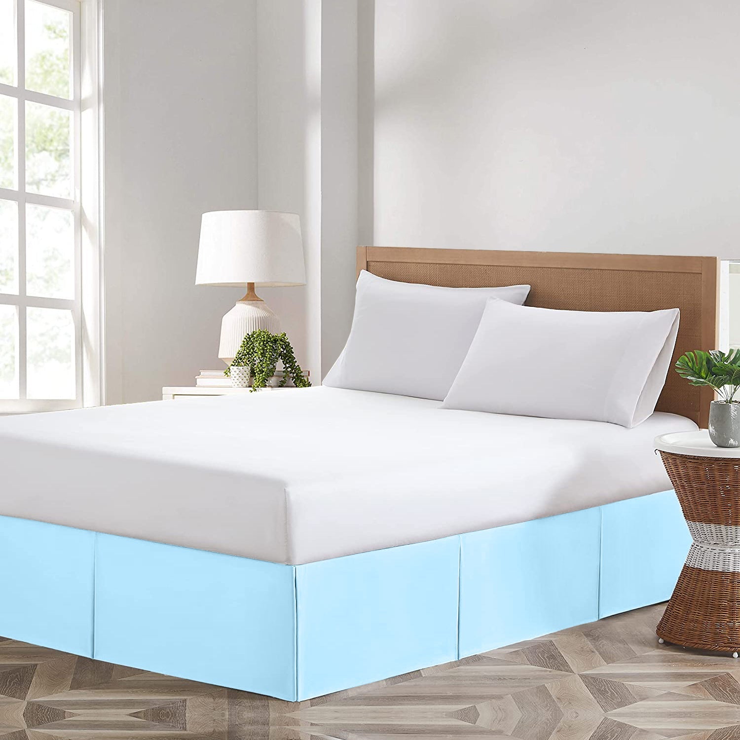 Light blue magic bed skirt with ruffled drop