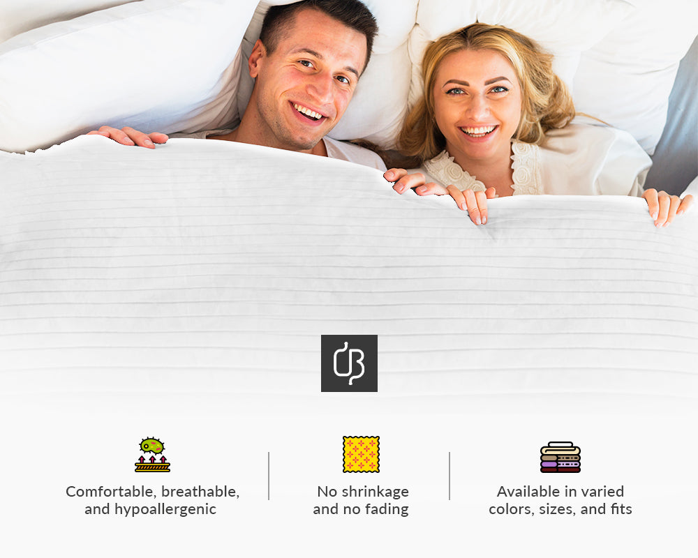 Moroccan streak duvet cover with matching pillowcases on a bed