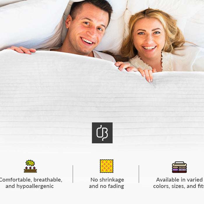 Moroccan streak duvet cover with matching pillowcases on a bed