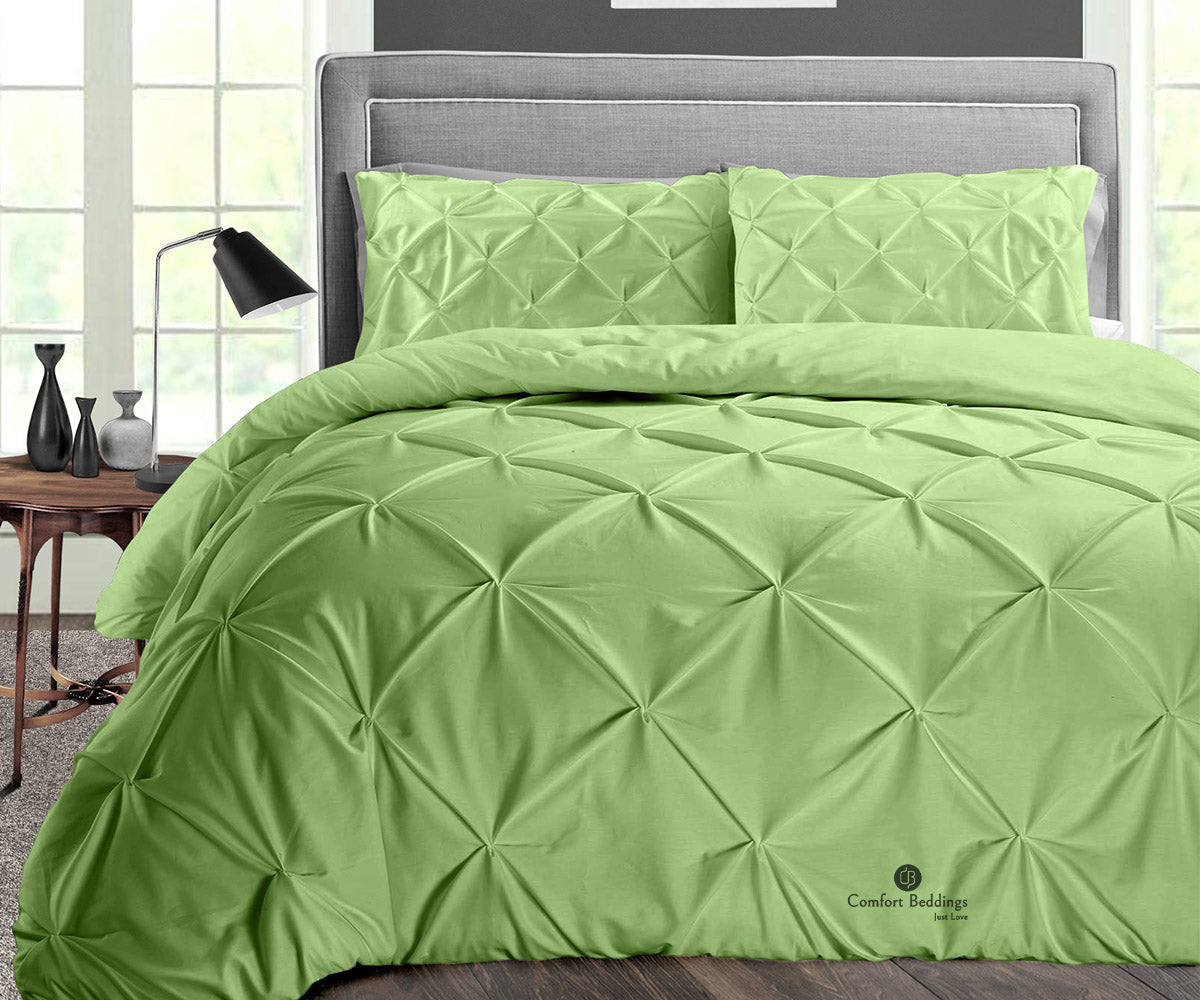 Comfort Beddings Sage pinch pleat duvet cover set, 600 thread count Egyptian cotton