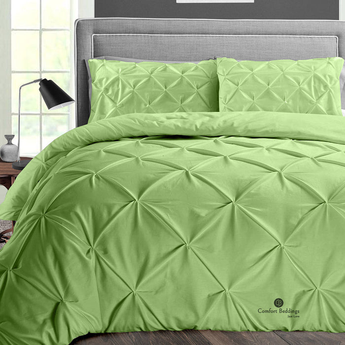 Comfort Beddings Sage pinch pleat duvet cover set, 600 thread count Egyptian cotton