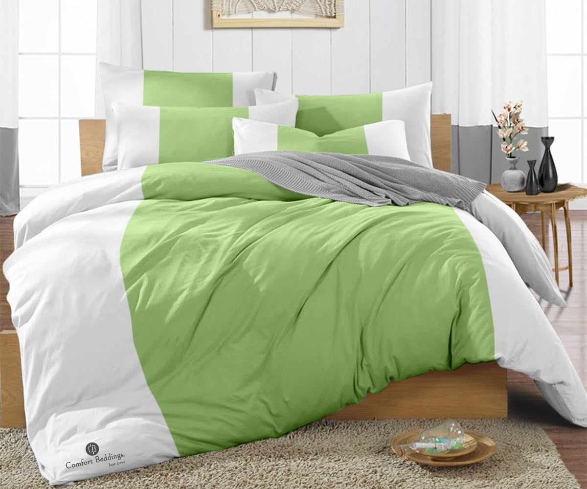 Comfort Beddings Sage contrast color bar duvet cover set