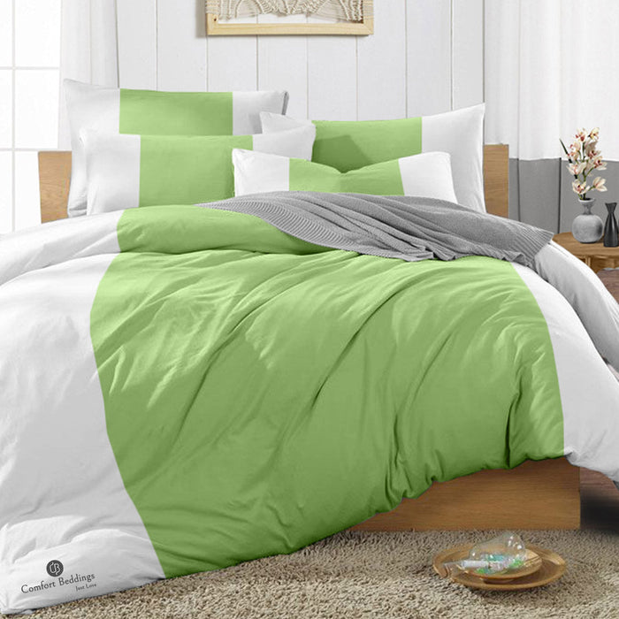 Comfort Beddings Sage contrast color bar duvet cover set