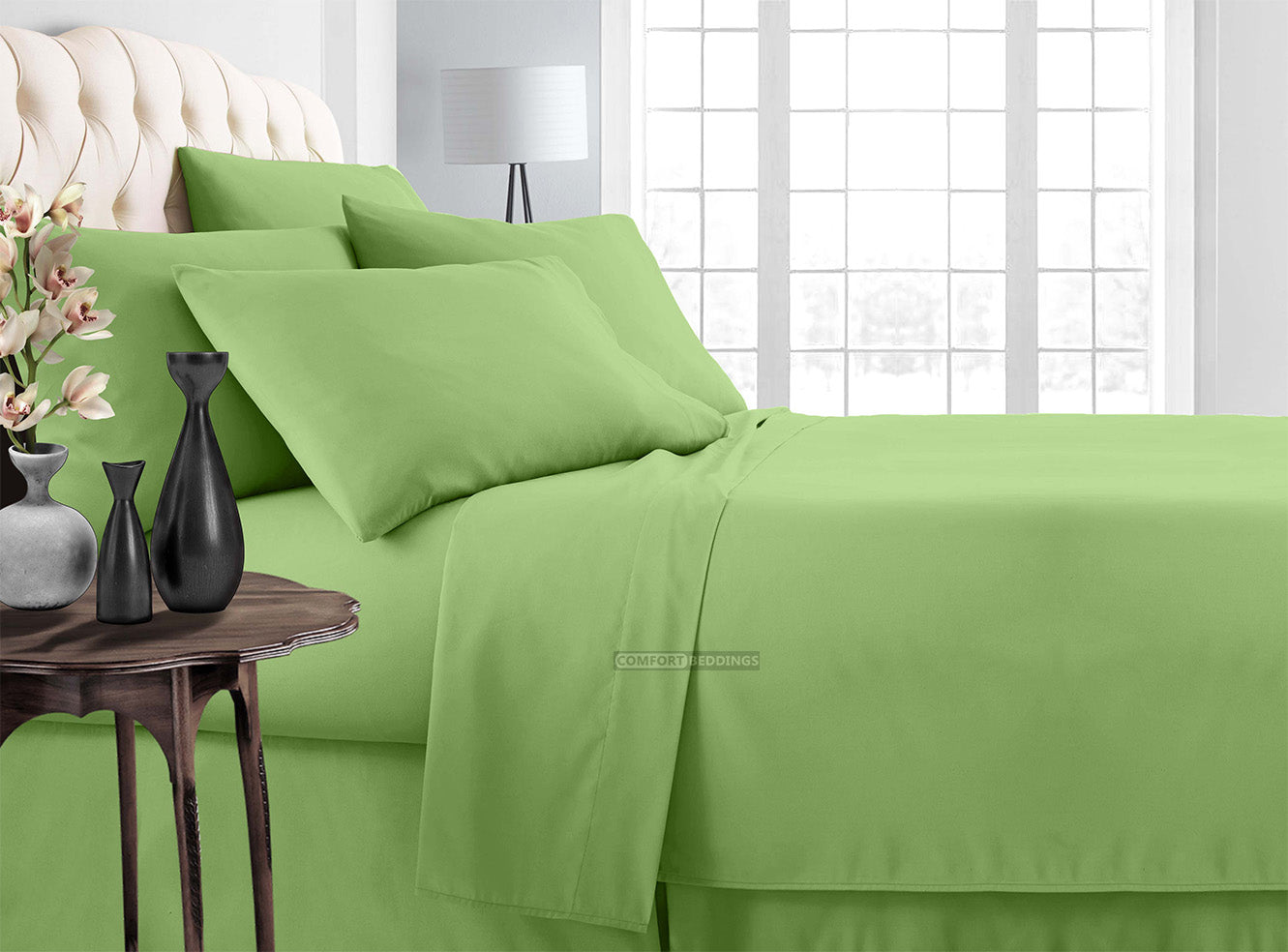 Sage bedding in a bag set