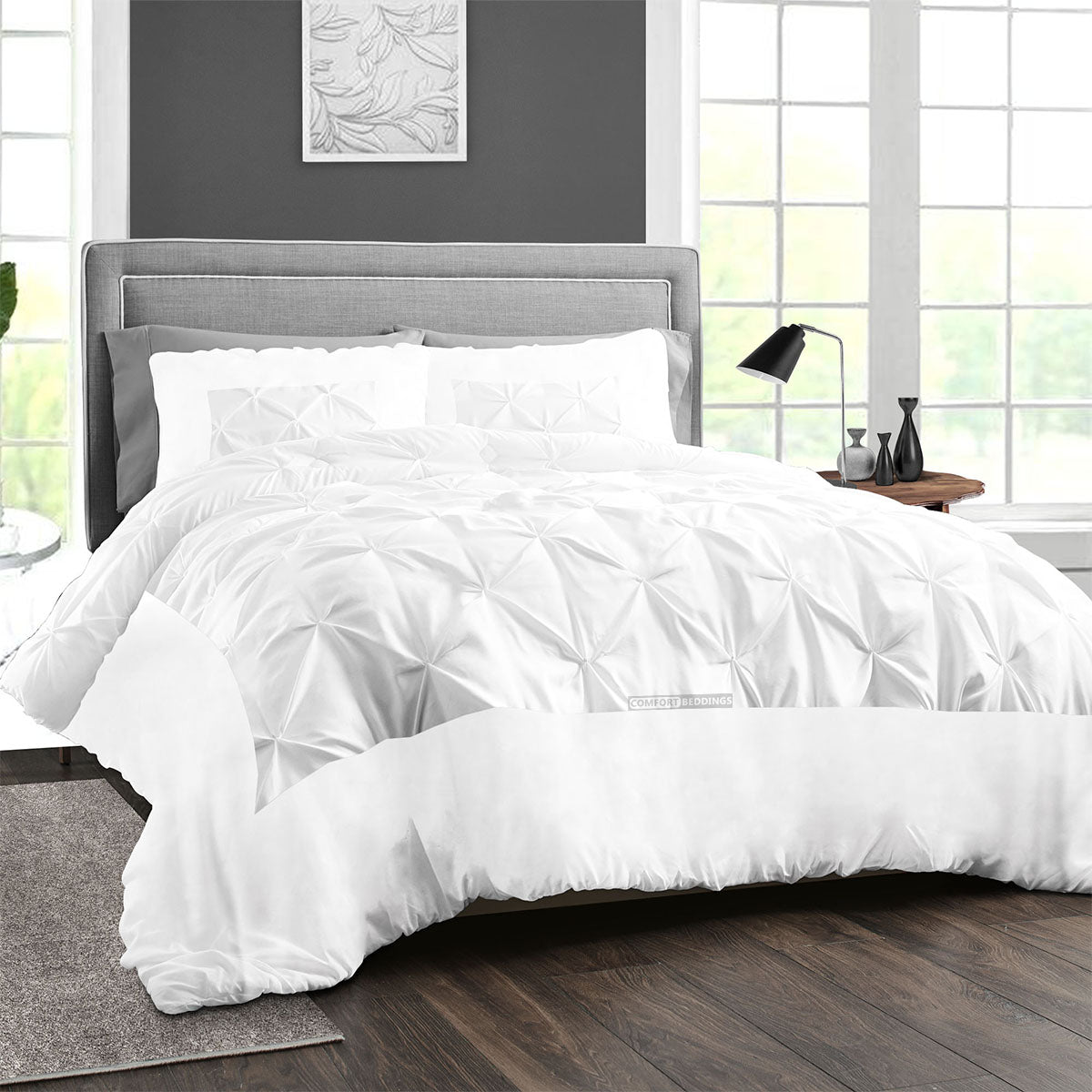 Comfort Beddings White dual tone half pinch duvet cover set, 100% Egyptian cotton