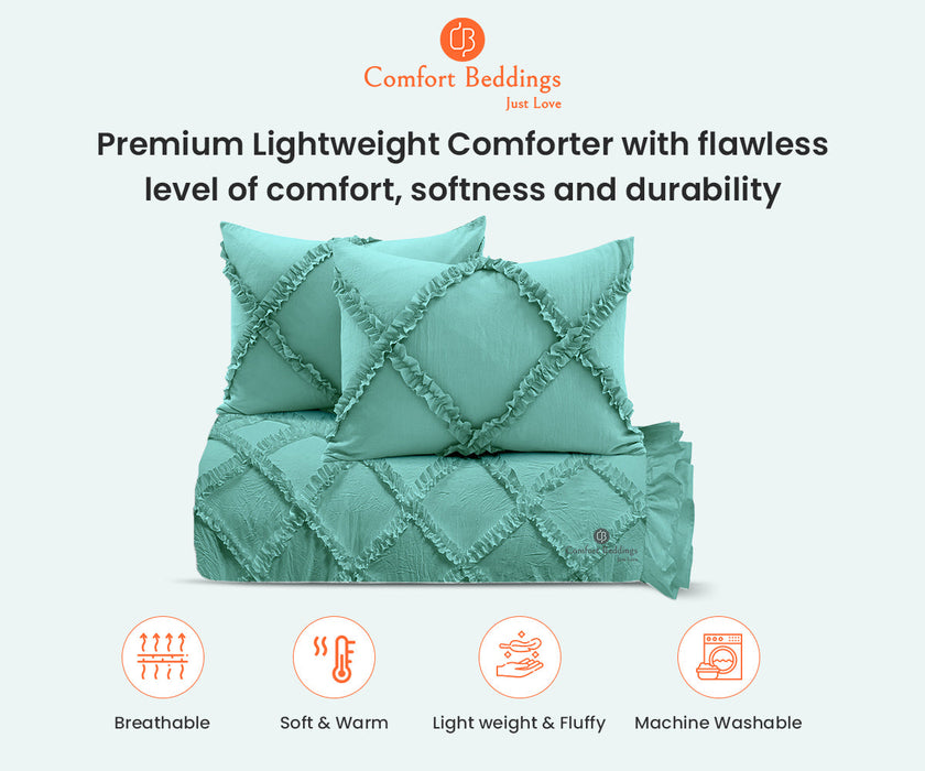 Aqua Green Diamond Ruffle Comforter