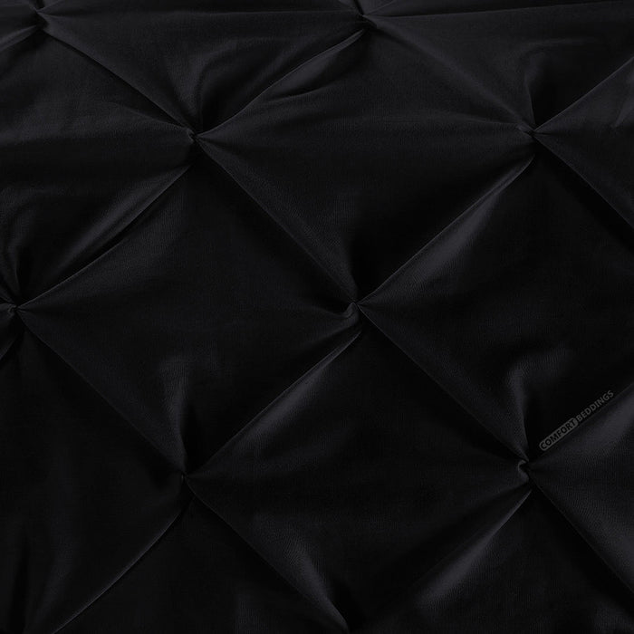 LUXURY 100% COTTON BLACK PINCH BED RUNNER SET