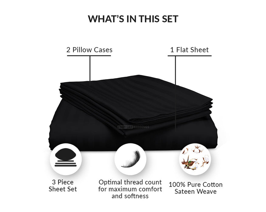black stripe flat sheets set