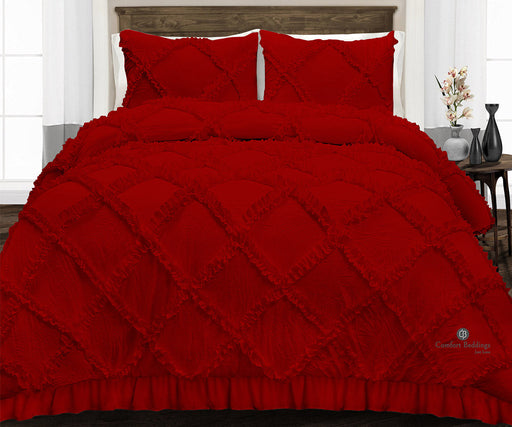 Blood Red Diamond Ruffle Comforter