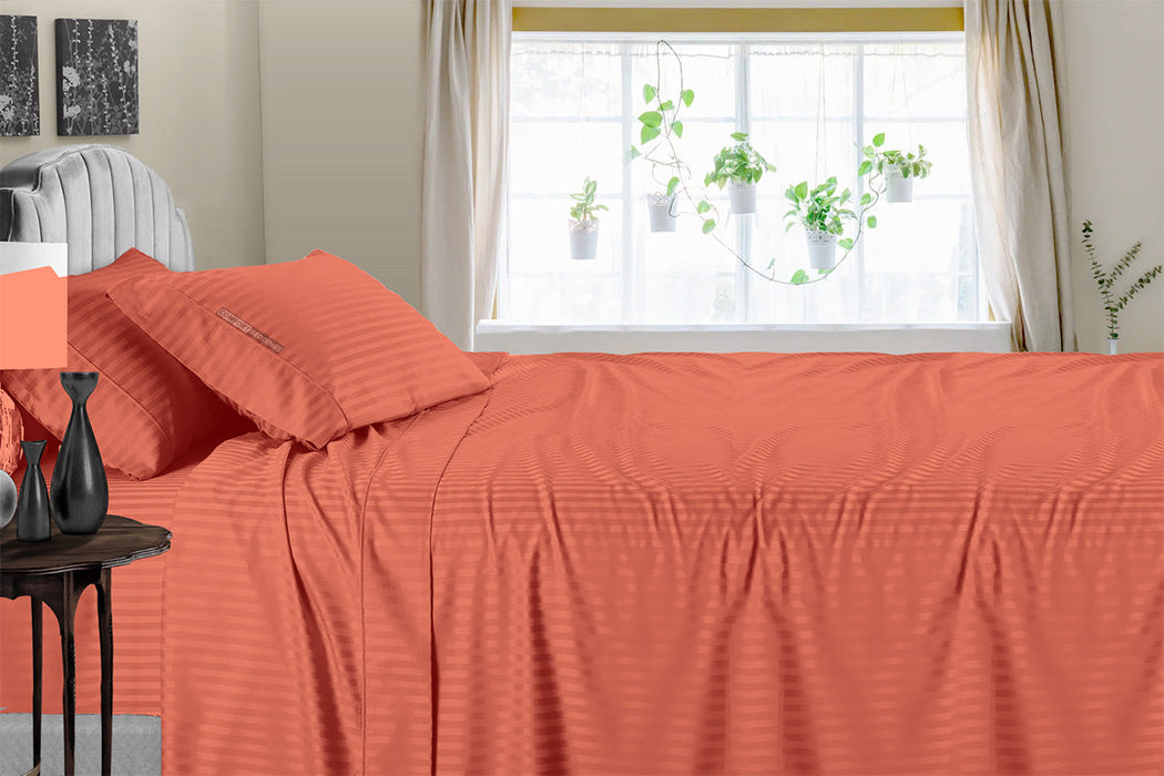 Brick Red Stripe Sheets set