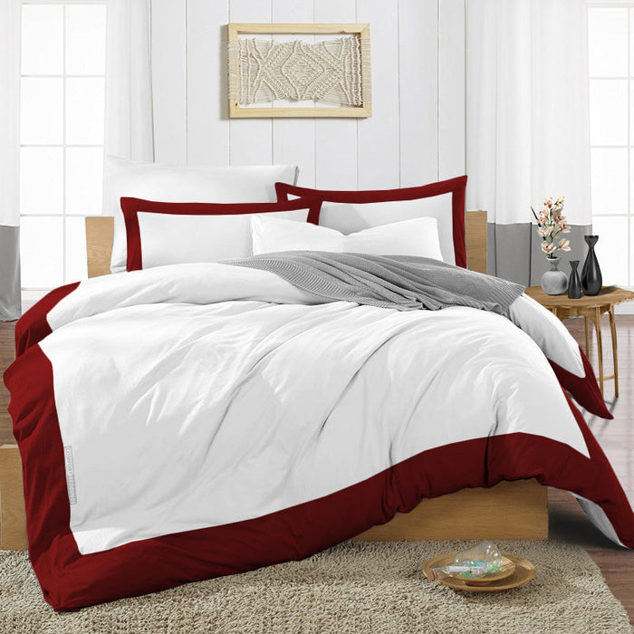 Luxury Burgundy Two Tone Duvet Cover Set