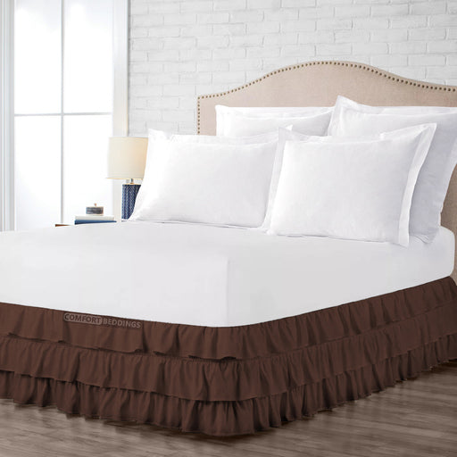 chocolate multi ruffle bed skirt