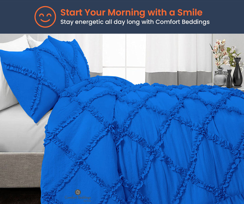 Royal Blue Diamond Ruffle Comforter