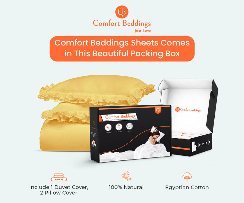 Golden Trimmed Ruffle Duvet Cover