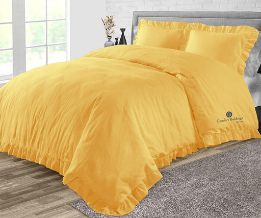 Golden Trimmed Ruffle Duvet Cover