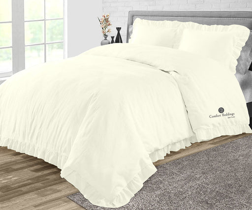 Ivory Trimmed Ruffle Duvet Cover