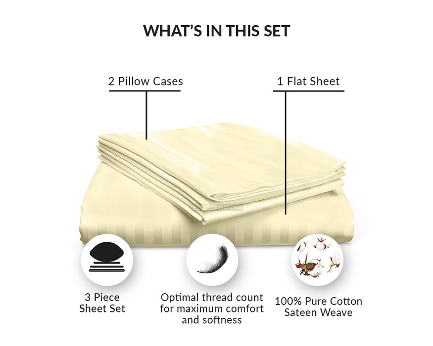 Ivory Striped Flat Sheet sets