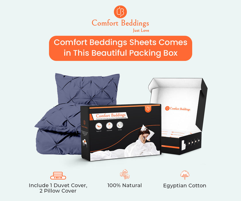 LUXURY MEDITERRANEAN BLUE PINCH PLEAT DUVET COVER