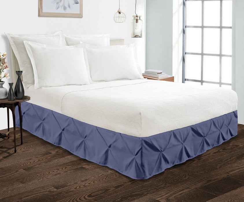 Luxury Mediterranean Blue Pinch Bed Skirt