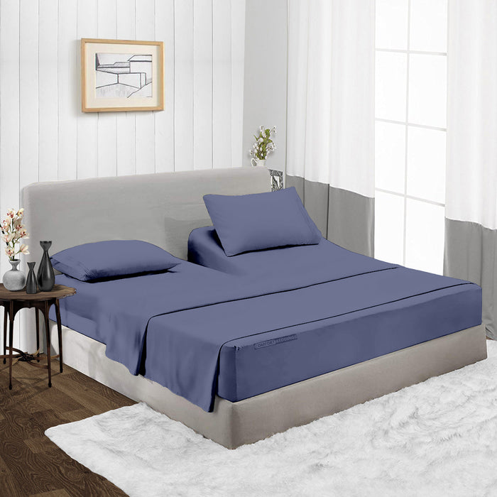 Quality Mediterranean Blue 1000TC Split Head Sheet Set