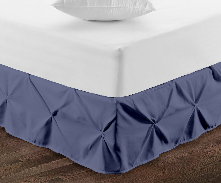 Luxury Mediterranean Blue Pinch Bed Skirt
