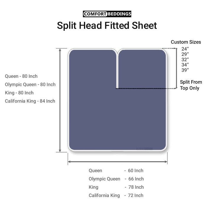 Quality Mediterranean Blue 1000TC Split Head Sheet Set