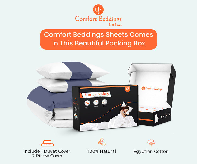 Elegant Mediterranean Blue Contrast Color Bar Duvet Cover