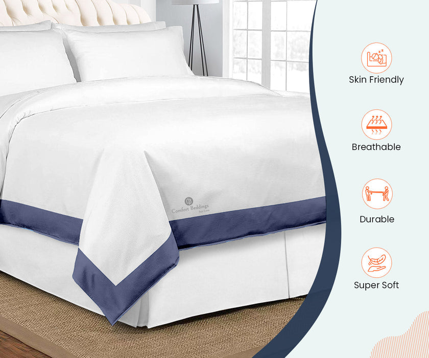 Luxury Mediterranean Blue Two Tone Duvet Cover Set