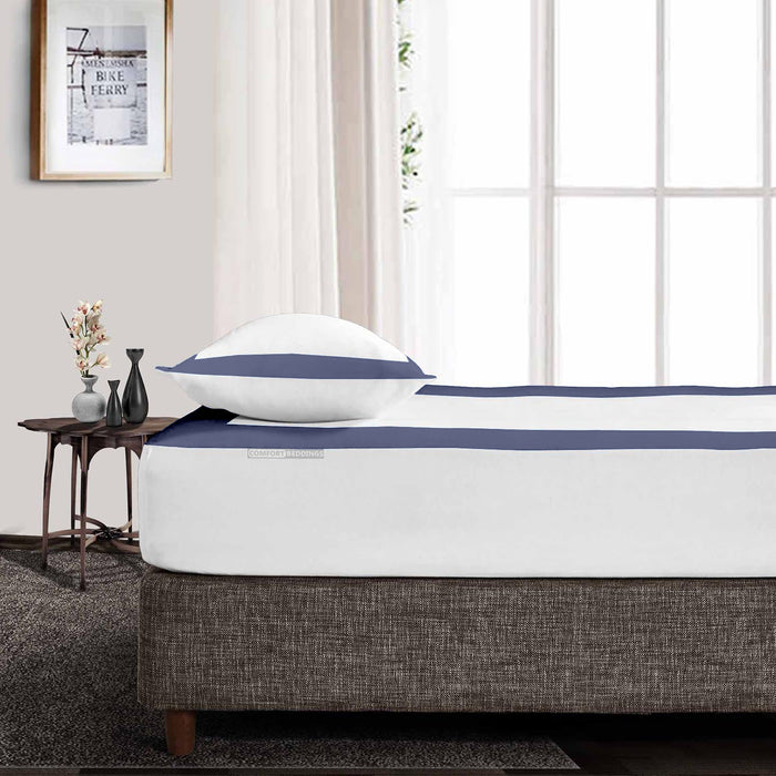 Luxury Mediterranean Blue - White two tone fitted sheets