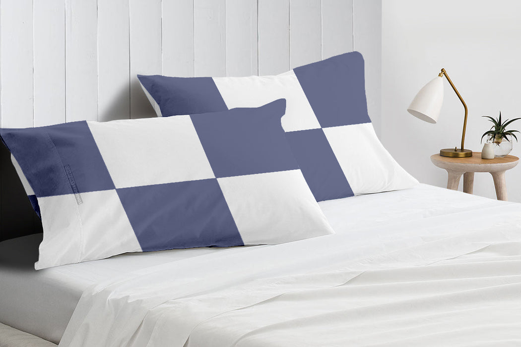 Luxury Mediterranean blue - white chex pillowcases