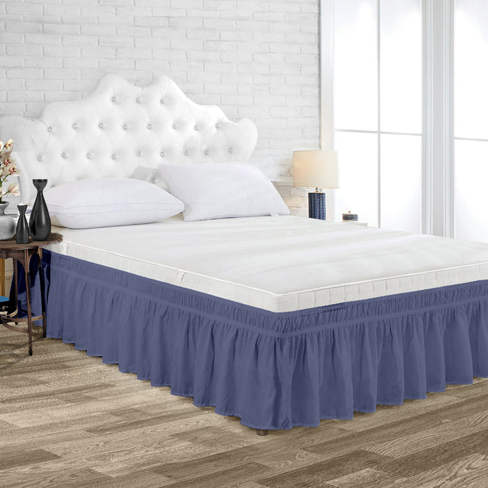 MEDITERRANEAN BLUE WRAP AROUND BED SKIRT