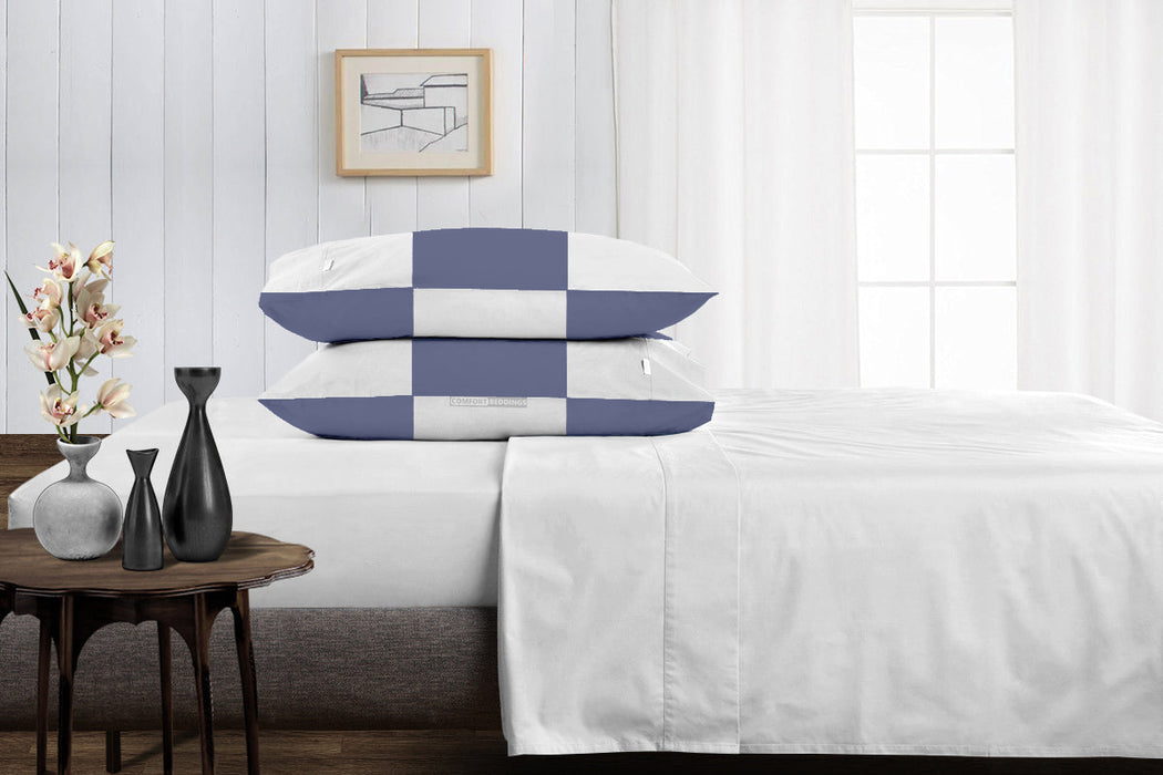 Luxury Mediterranean blue - white chex pillowcases