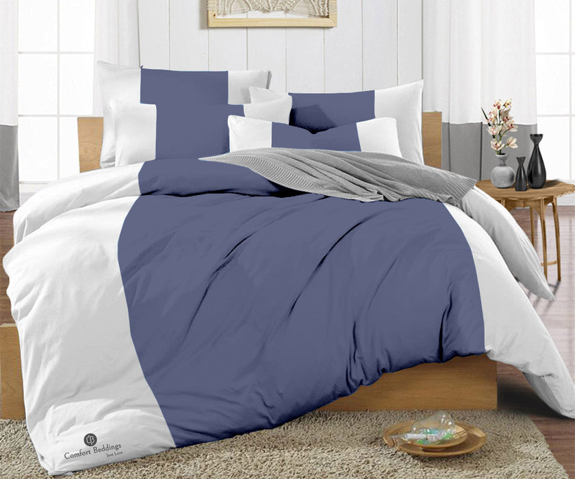 Elegant Mediterranean Blue Contrast Color Bar Duvet Cover