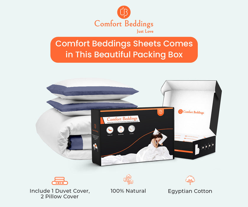 Luxury Mediterranean Blue Two Tone Duvet Cover Set