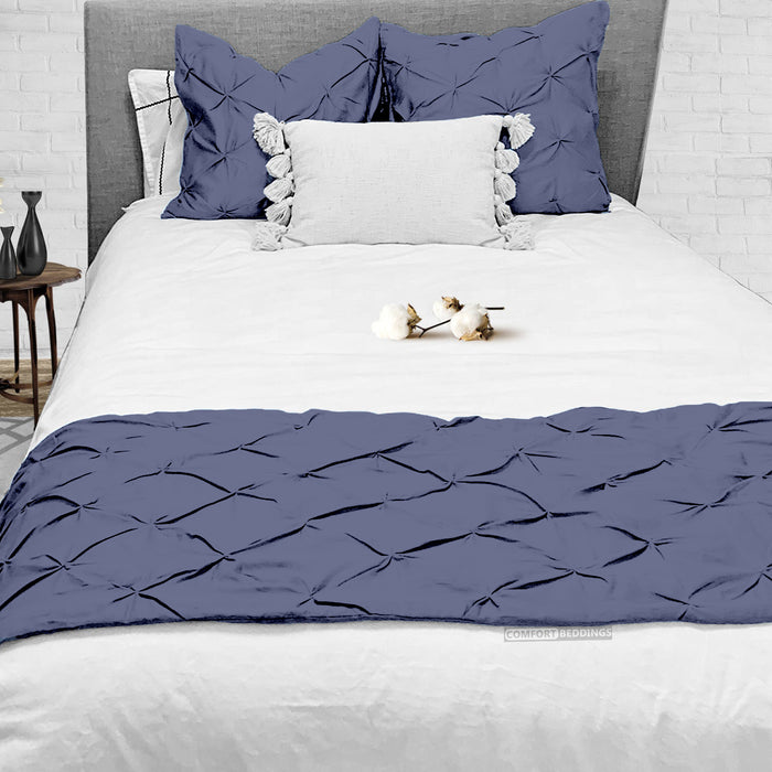 LUXURY MEDITERRANEAN BLUE PINCH BED RUNNER SET