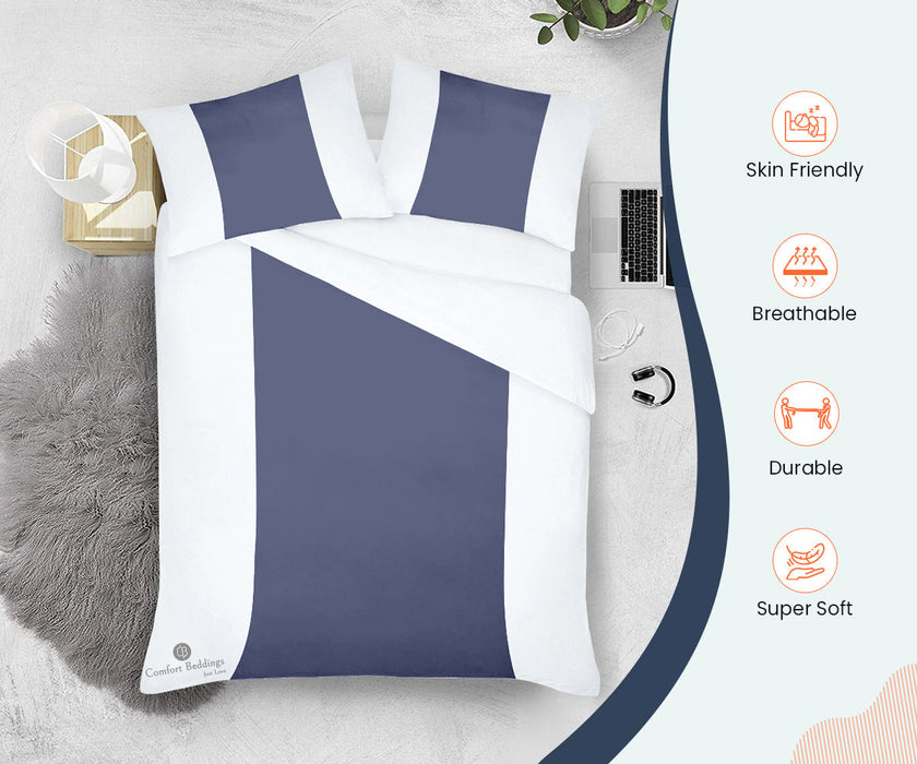 Elegant Mediterranean Blue Contrast Color Bar Duvet Cover