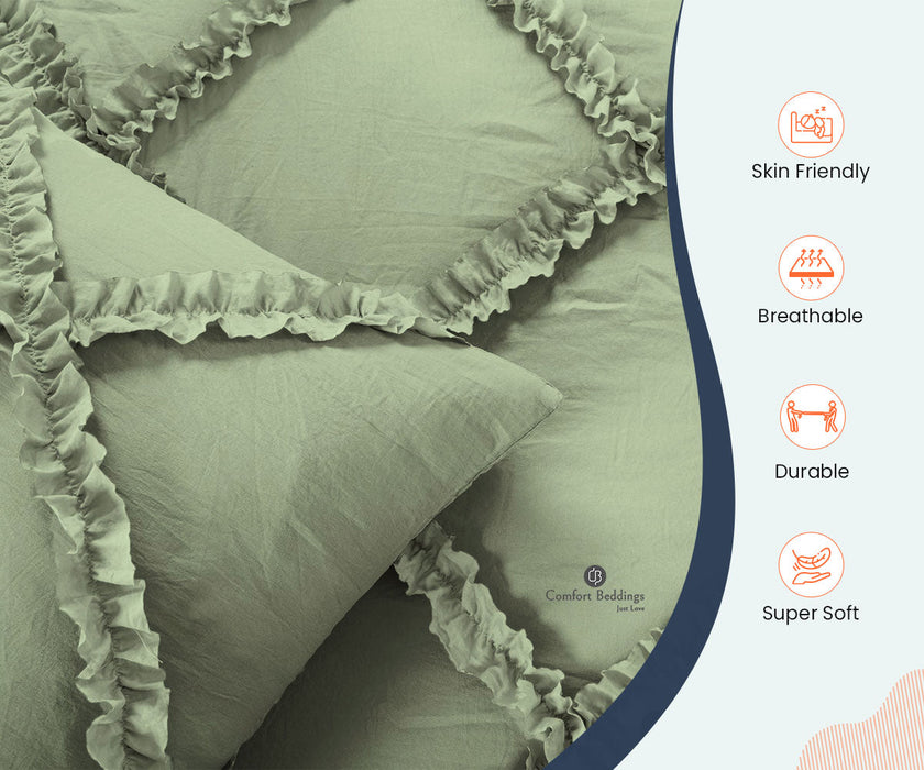 Moss Diamond Ruffled Duvet Covers